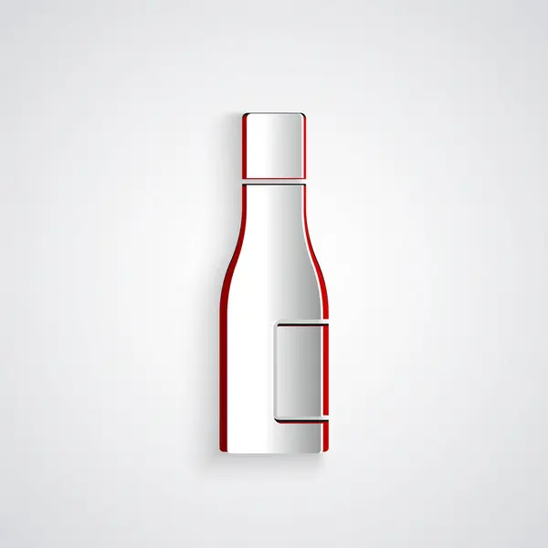 Corte Papel Icono Botella Agua Aislado Sobre Fondo Gris Signo — Vector de stock