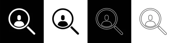 Nastavit Lupu Pro Vyhledávání Ikony Lidí Izolované Černobílém Pozadí Nábor — Stockový vektor