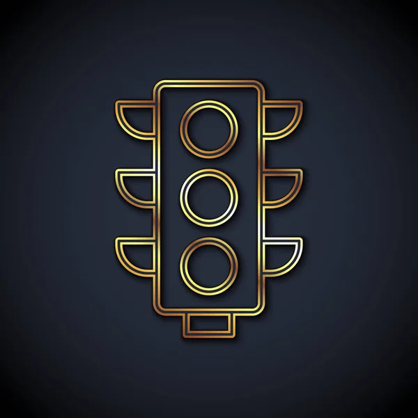 Золотая Линия Светофора Значок Изолирован Черном Фоне Вектор — стоковый вектор