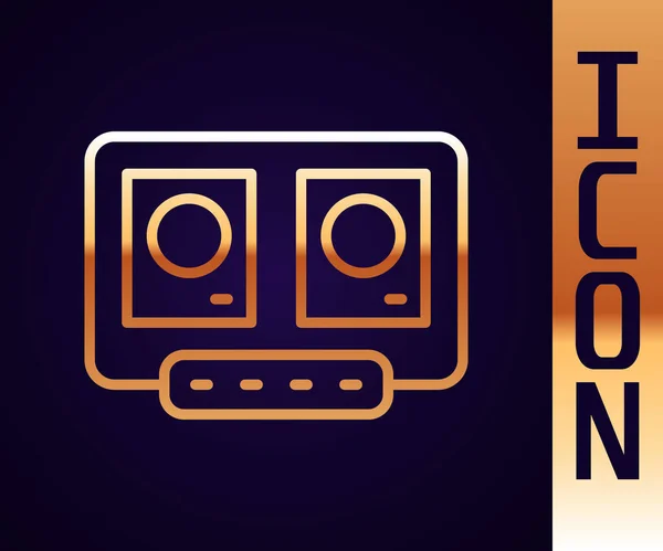 Télécommande Gold Line Pour Jouer Mixer Des Icônes Musicales Isolées — Image vectorielle