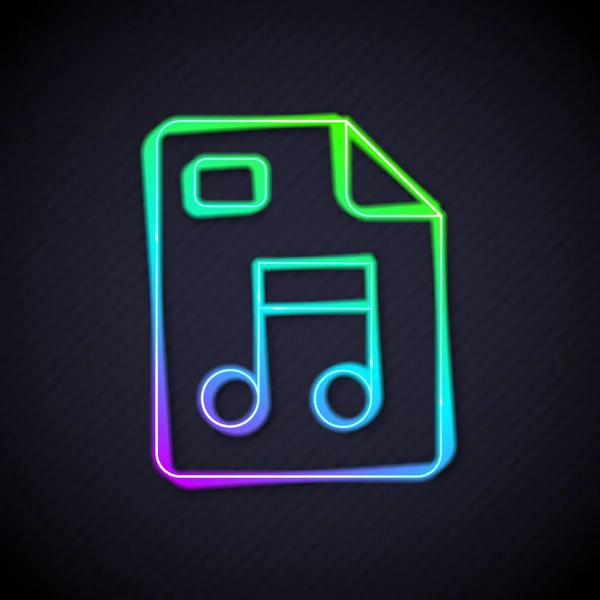 Documento File Mp3 Linea Neon Incandescente Scarica Icona Pulsante Mp3 — Vettoriale Stock