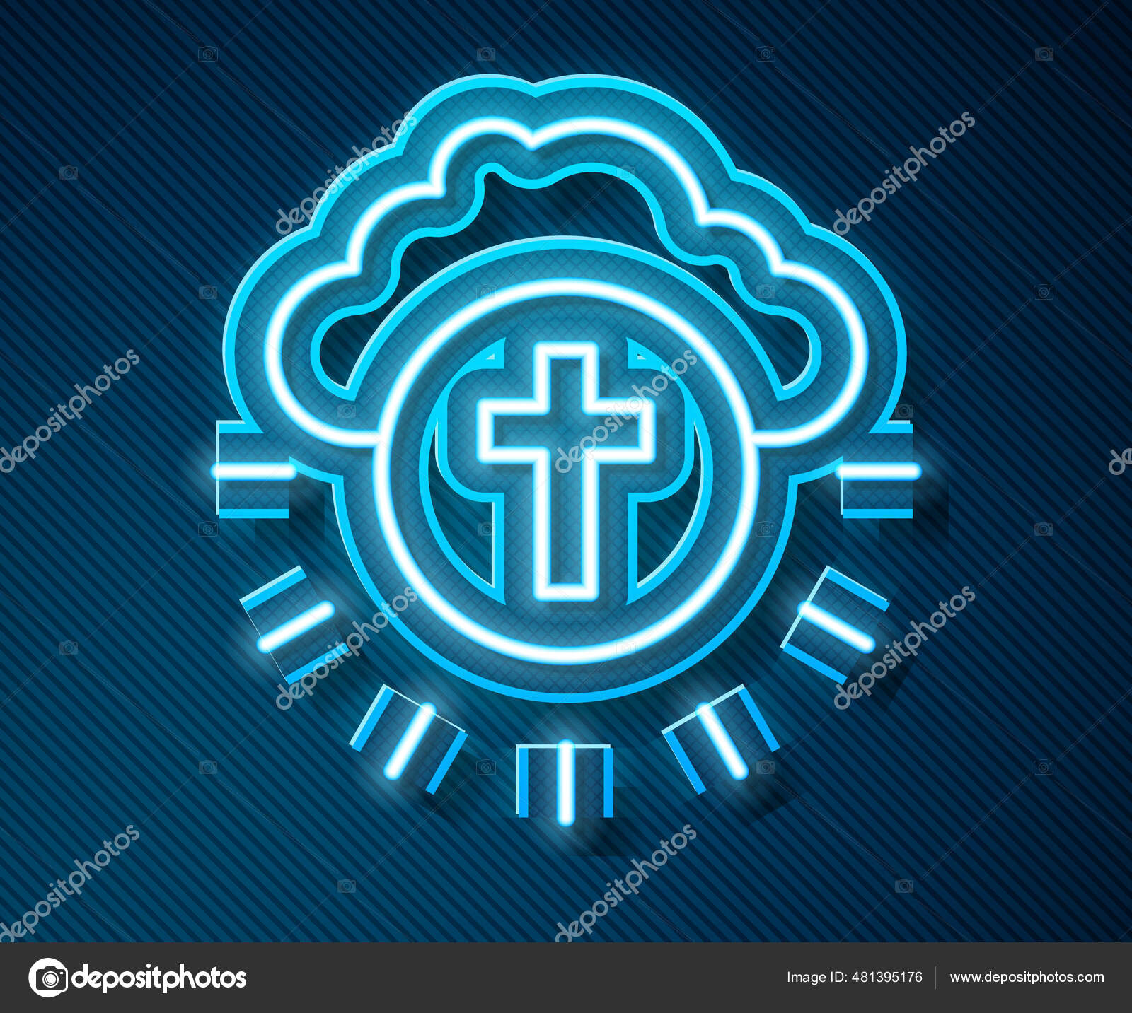 Leuchtende Leuchtschrift Religioses Kreuz Im Kreis Symbol Isoliert Auf Blauem Hintergrund Gottesliebe Katholisches Und Christliches Symbol Die Menschen Beten Fur Liebe Und Frieden Vektor Vektorgrafik Lizenzfreie Grafiken C Vectorstockvadim