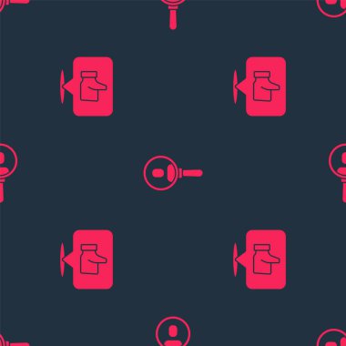 Set Hand like and Search people on seamless pattern. Vector