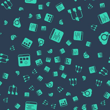 Set Software, Folder tree, Loading data window and Search cloud computing on seamless pattern. Vector