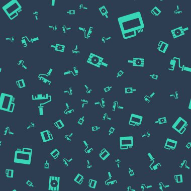 Püskürtme başlığı, boya, guaj, kavanoz, boya, paten fırçası ve pürüzsüz desen. Vektör