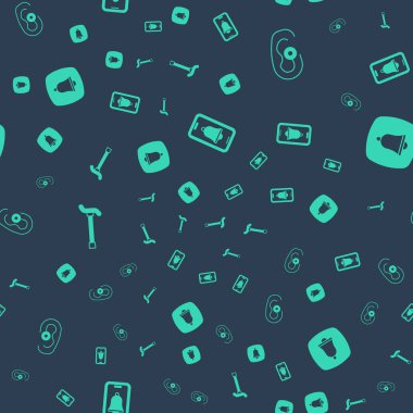 Acil durum telefonu, işitme cihazı, baston değneği ve düzgün bir şablon ayarla. Vektör