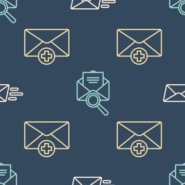 Hat ekspres zarfı, ileti konsepti ve pürüzsüz desenli büyüteçle çevrili zarf. Vektör