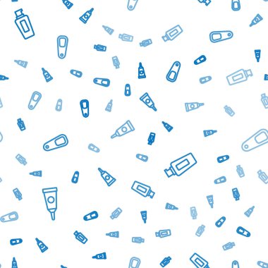 Çizgili krem ya da losyon kozmetik tüpü, ayaklar için bir şişe şampuan ve sünger faresi. Vektör