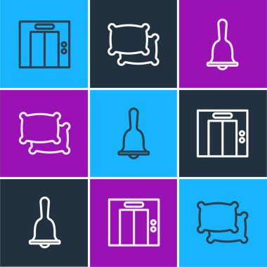 Hat kaldırma, otel servis zili ve Yastık ikonu. Vektör