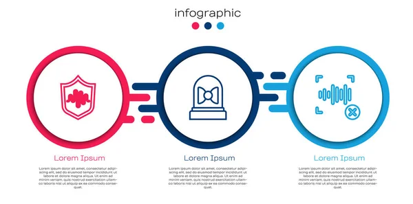 Set line Shield voice recognition, Motion sensor and Rejection. Business infographic template. Vector — Stock Vector