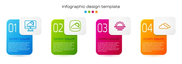 Definir linha Previsão do tempo, Nascer do sol e nuvem. Modelo de infográfico de negócios. Vetor — Vetor de Stock