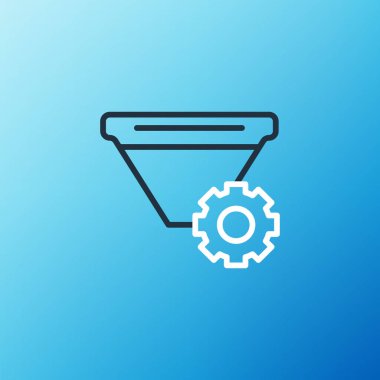 Satır Filtresi ayarı simgesi mavi arkaplanda izole edildi. Renkli taslak konsepti. Vektör