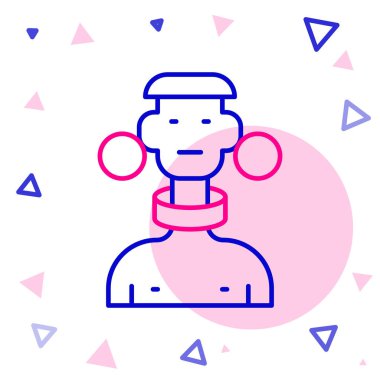 Beyaz arka planda izole edilmiş çizgi Afrika kabilesi erkek ikonu. Renkli taslak konsepti. Vektör.