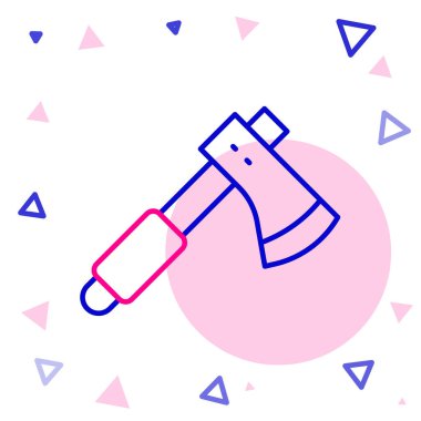 Tahta çizgi balta simgesi beyaz arkaplanda izole edildi. Oduncu baltası. Renkli taslak konsepti. Vektör.