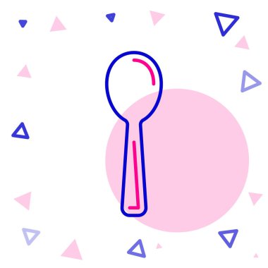 Beyaz arkaplanda çizgi kaşığı simgesi izole edildi. Mutfak aletleri. Çatal bıçak seti. Renkli taslak konsepti. Vektör.