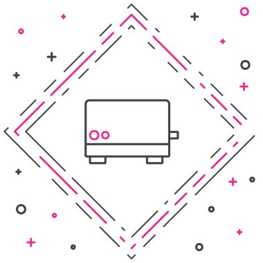 Çizgi tost makinesi simgesi beyaz arkaplanda izole edildi. Renkli taslak konsepti. Vektör.