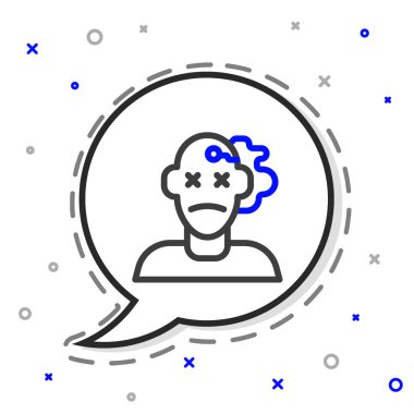 Çizgi Cinayet simgesi beyaz arkaplanda izole edildi. Vücut, kanama, ceset, kanayan ikon. Suç mahalli kavramı. Renkli taslak konsepti. Vektör.