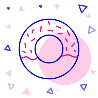 Beyaz arka planda izole edilmiş tatlı jöleli donut. Renkli taslak konsepti. Vektör.