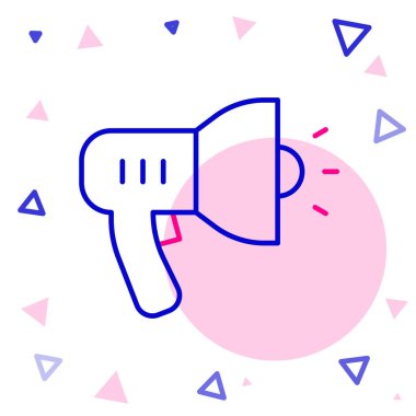 Hat polisi megafon simgesi beyaz arkaplanda izole edildi. Renkli taslak konsepti. Vektör.