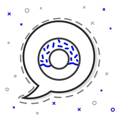 Beyaz arka planda izole edilmiş tatlı jöleli donut. Renkli taslak konsepti. Vektör.