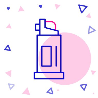 Beyaz arkaplanda çizgi biber gazı ikonu izole edildi. OC gazı. Capsicum nefsi müdafaa spreyi. Renkli taslak konsepti. Vektör.