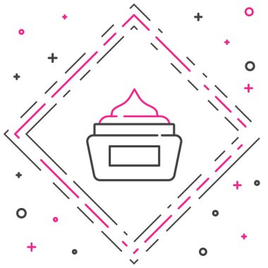 Beyaz arkaplanda çizgi kremi ya da losyon kozmetik tüp simgesi izole edilmiş. Kadınlar için vücut bakım ürünleri. Renkli taslak konsepti. Vektör.