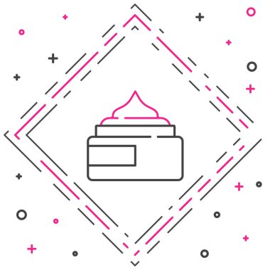 Beyaz arkaplanda çizgi kremi ya da losyon kozmetik tüp simgesi izole edilmiş. Kadınlar için vücut bakım ürünleri. Renkli taslak konsepti. Vektör.