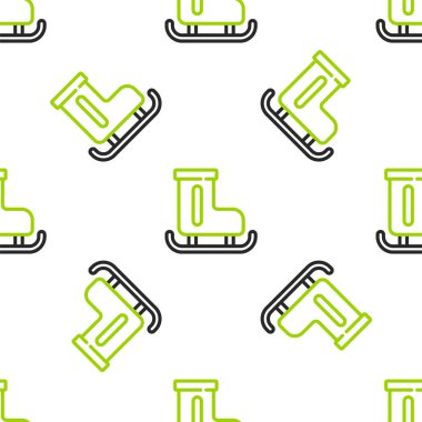 Çizgi Artistik Patinaj beyaz zemin üzerinde izole edilmiş ikon. Buz pateni ayakkabısı ikonu. Kılıçlı spor botlar. Vektör