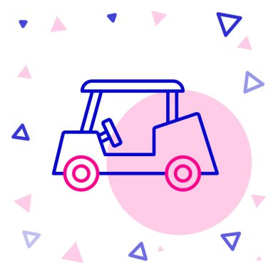 Golf arabası simgesi beyaz arkaplanda izole edildi. Golf arabası. Renkli taslak konsepti. Vektör