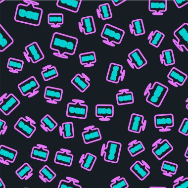 Çizgi Barbeküsü simgesi siyah arkaplanda izole edilmiş. Isı sembolü. Barbekü ızgara partisi. Vektör