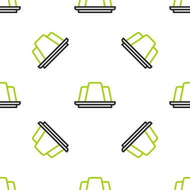 Çizgi jöleli pasta ikonu beyaz arka planda izole edilmiş kusursuz desen. Jöleli puding. Vektör