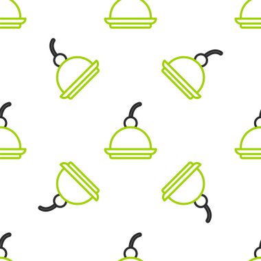 Kirazlı çizgili cheesecake dilimi, beyaz arka planda izole edilmiş meyve tepesi ikonu. Vektör