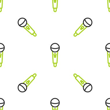 Hat Mikrofon simgesi beyaz arkaplandaki kusursuz deseni izole etti. Radyodaki mikrofondan. Sözcü işareti. Vektör