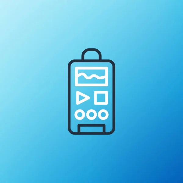 Icono Línea Dictaphone Aislado Sobre Fondo Azul Grabadora Voz Concepto — Vector de stock