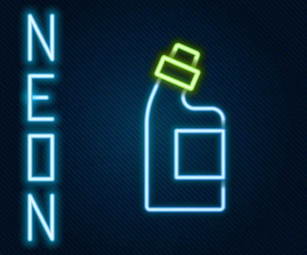 Glowing Neon Line Plastic Bottle Laundry Detergent Bleach Dishwashing Liquid — Stock Vector