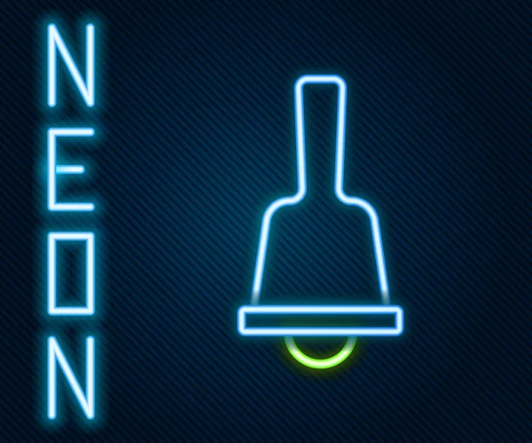 Žhnoucí Neon Linka Veselé Vánoce Zvonění Ikona Izolované Černém Pozadí — Stockový vektor