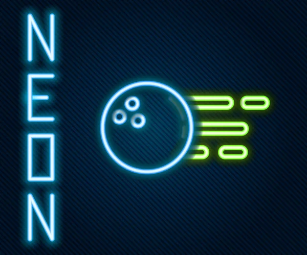 Žhnoucí Neon Linka Bowling Koule Ikona Izolované Černém Pozadí Sportovní — Stockový vektor