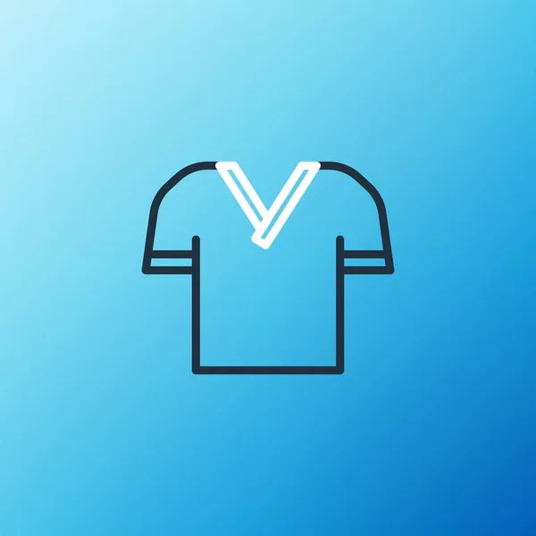 Línea Golf Icono Camisa Aislado Sobre Fondo Azul Equipamiento Deportivo — Vector de stock