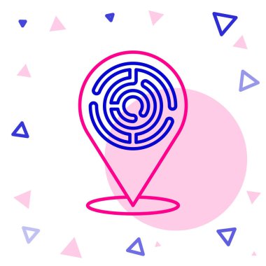 Beyaz arka planda izole edilmiş çizgi Minotaur labirenti veya labirent simgesi. Antik Yunan mitolojisi. Renkli taslak konsepti. Vektör