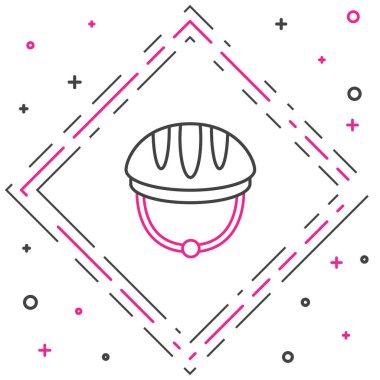 Çizgi bisiklet başlığı simgesi beyaz arkaplanda izole edildi. Olağanüstü bir spor. Spor malzemeleri. Renkli taslak konsepti. Vektör