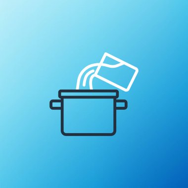 Hat Pişirme ikonu mavi arkaplanda izole edildi. Haşlama ya da güveç besin sembolü. Renkli taslak konsepti. Vektör