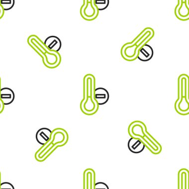 Meteoroloji çizgisi termometresi beyaz arkaplanda izole edilmiş ikonu ölçüyor. Termometre termometresi sıcak ya da soğuk hava gösteriyor. Vektör