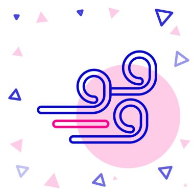 Çizgi Rüzgarlı hava simgesi beyaz arkaplanda izole edildi. Bulut ve rüzgar. Renkli taslak konsepti. Vektör