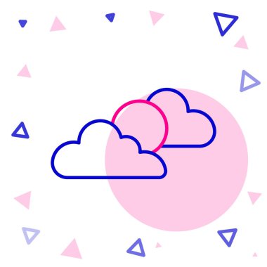 Çizgi Güneş ve bulut hava durumu ikonu beyaz arkaplanda izole edildi. Renkli taslak konsepti. Vektör