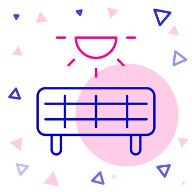 Beyaz arka planda izole edilmiş çizgi güneş enerjisi simgesi. Renkli taslak konsepti. Vektör