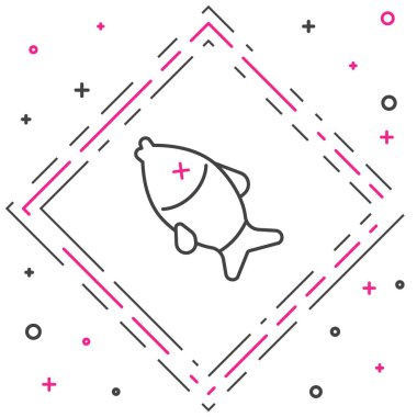 Çizgi Ölü Balık simgesi beyaz arkaplanda izole edildi. Renkli taslak konsepti. Vektör