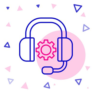 Beyaz arkaplanda hat kulaklığı simgesi izole edildi. Müşteri hizmetleri, yardım hattı, çağrı merkezi, faq, bakım. Renkli taslak konsepti. Vektör