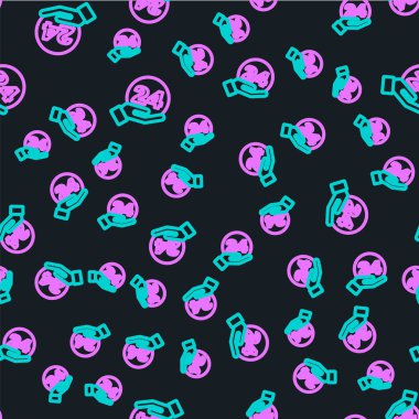 Hat Telefonu 24 saat destek ikonu siyah arka planda izole edilmiş pürüzsüz desen. Tüm gün müşteri destek merkezi. Tam zamanlı çağrı servisi. Vektör