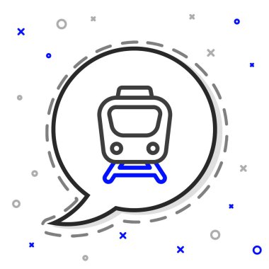 Çizgi Tren simgesi beyaz arkaplanda izole edildi. Toplu taşıma sembolü. Metro treni nakliyesi. Metro yeraltı. Renkli taslak konsepti. Vektör