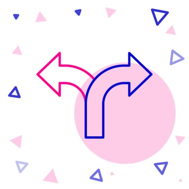 Line Road trafik tabelası. Beyaz arkaplanda sinyal simgesi izole edildi. İşaretçi sembolü. İzole sokak bilgi levhası. Yön tabelası. Renkli taslak konsepti. Vektör